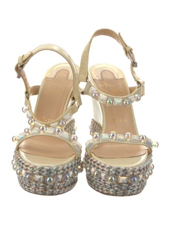 Christian Louboutin Patent Leather Studded Accents Espadrilles