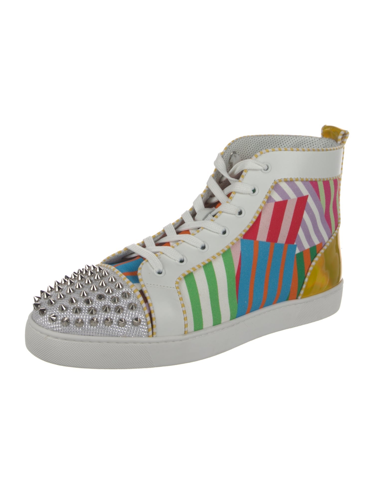 Christian Louboutin Striped Studded Accents Sneakers