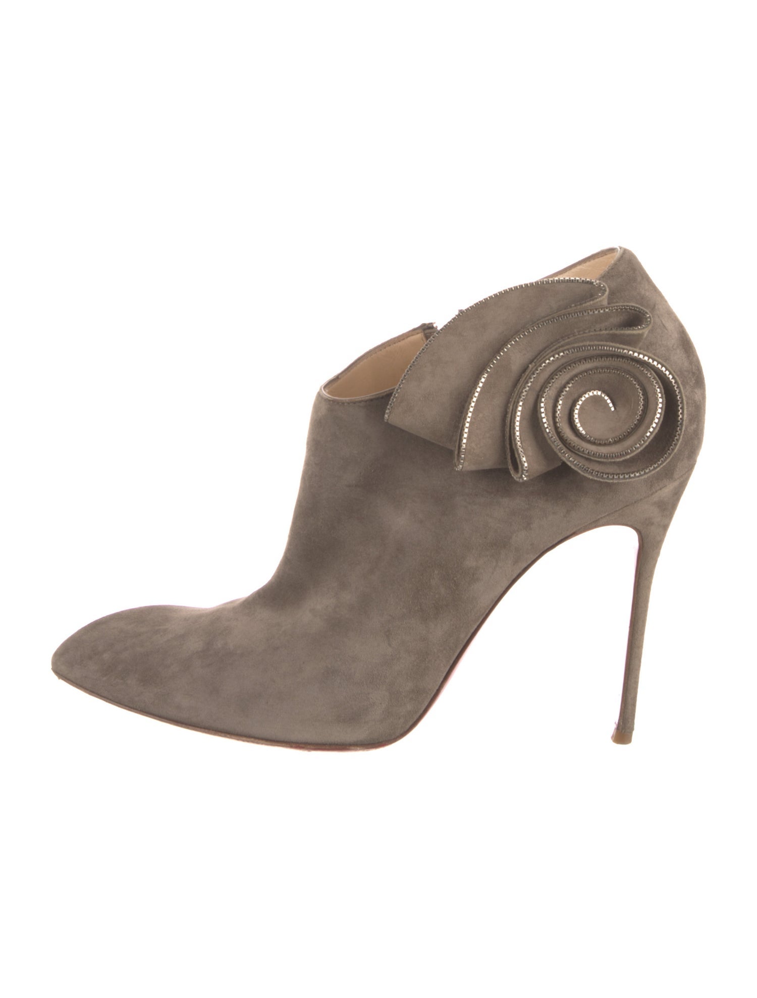 Christian Louboutin Suede Ruffle Embellishment Boots