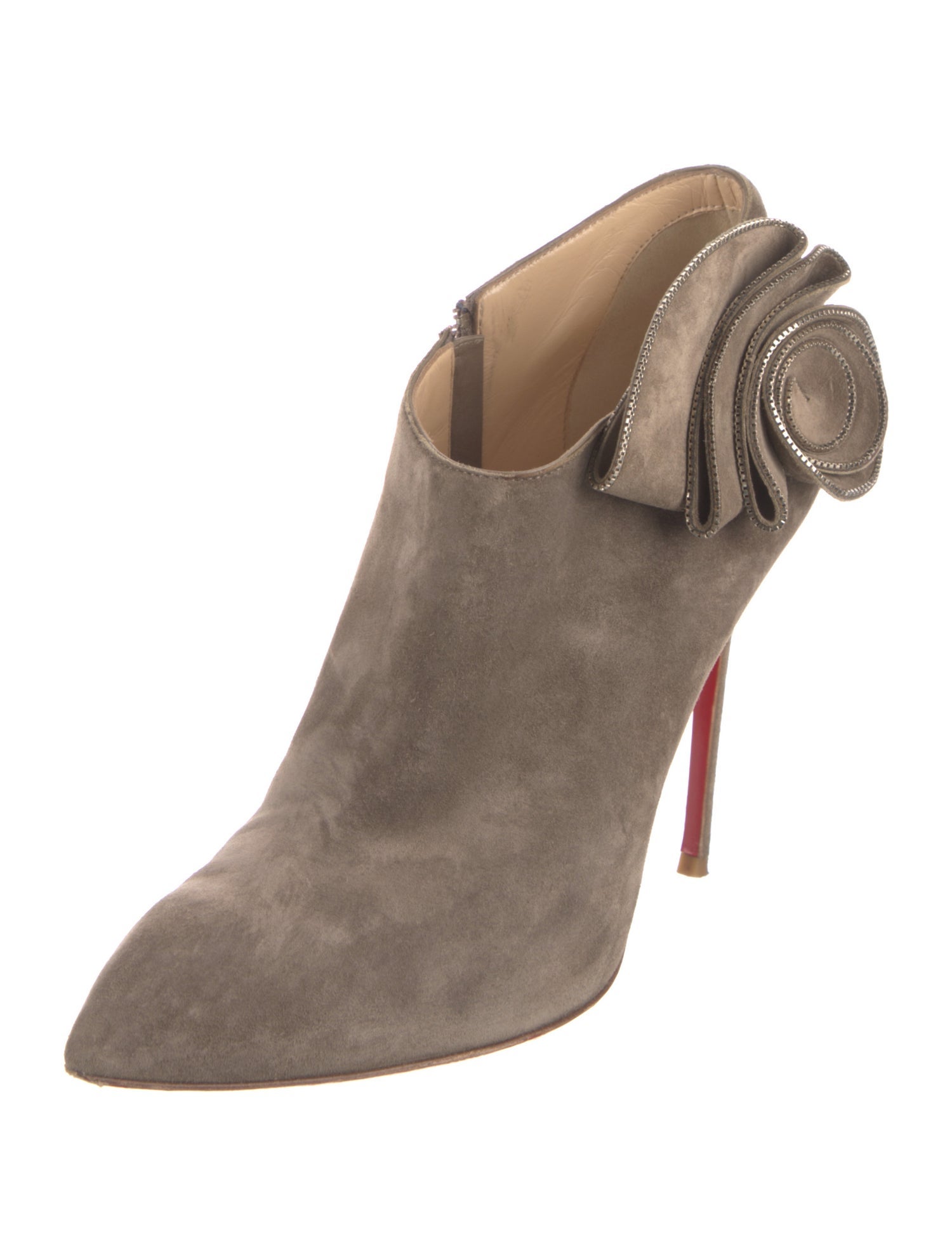 Christian Louboutin Suede Ruffle Embellishment Boots