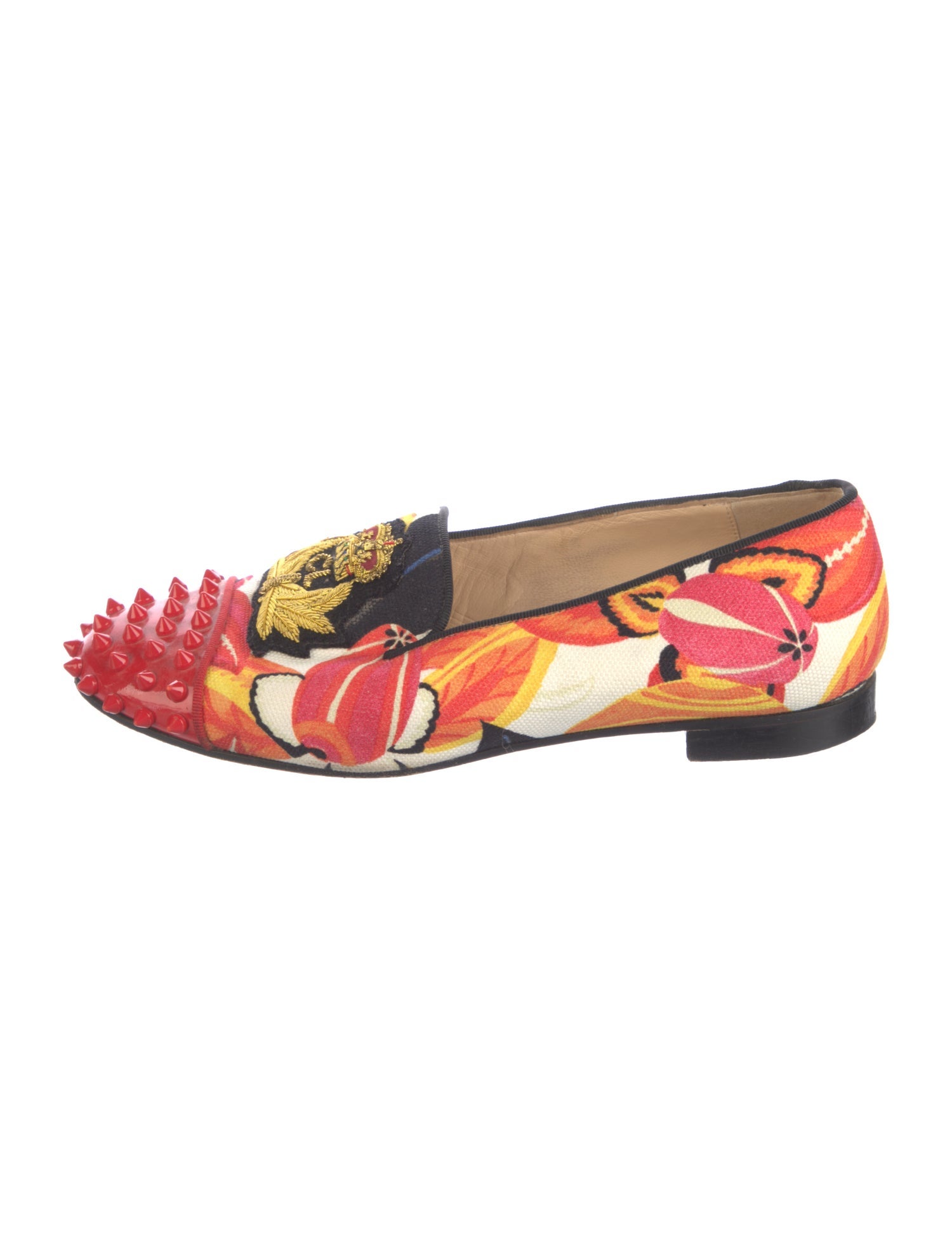 Christian Louboutin Hawaiian Print Intern Loafers Spike Accents Loafers
