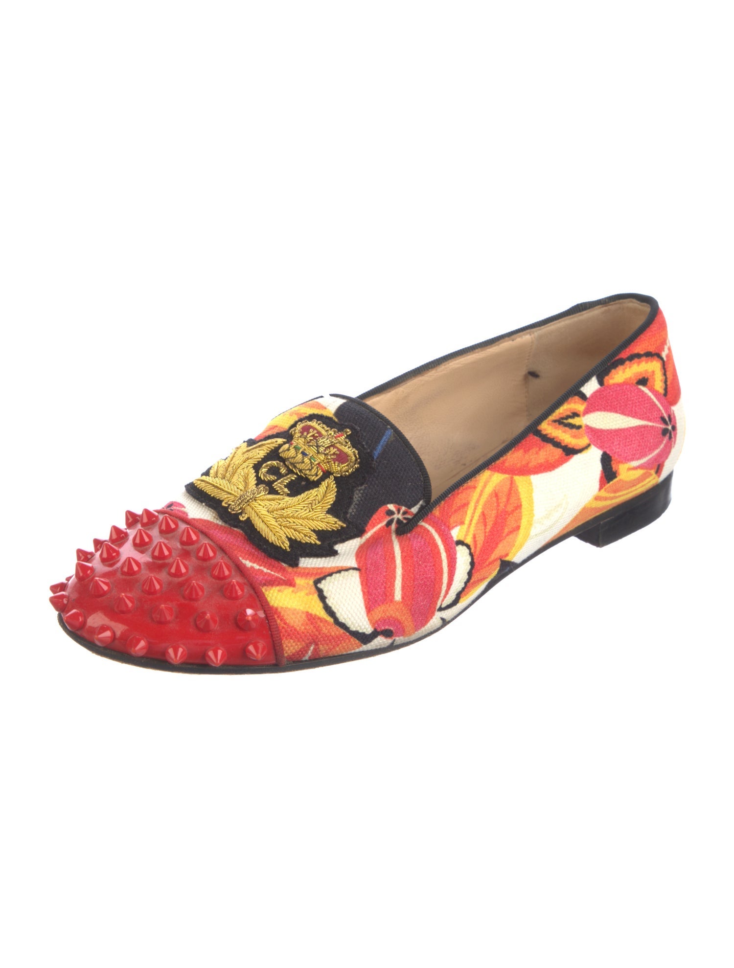 Christian Louboutin Hawaiian Print Intern Loafers Spike Accents Loafers