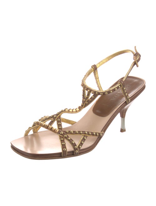 Christian Louboutin Suede Studded Accents T-Strap Sandals