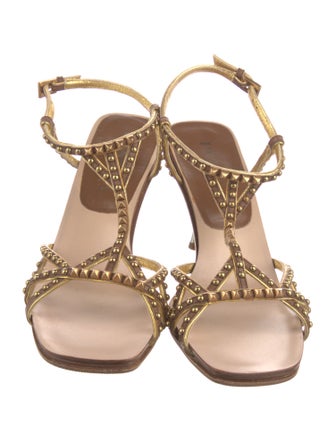 Christian Louboutin Suede Studded Accents T-Strap Sandals
