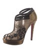 Christian Louboutin Mesh Lace Pattern T-Strap Pumps