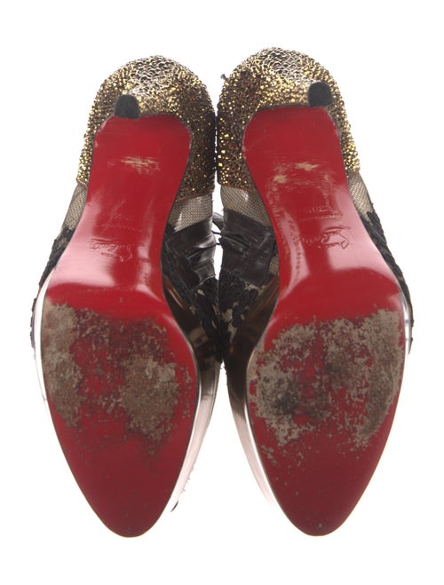 Christian Louboutin Mesh Lace Pattern T-Strap Pumps