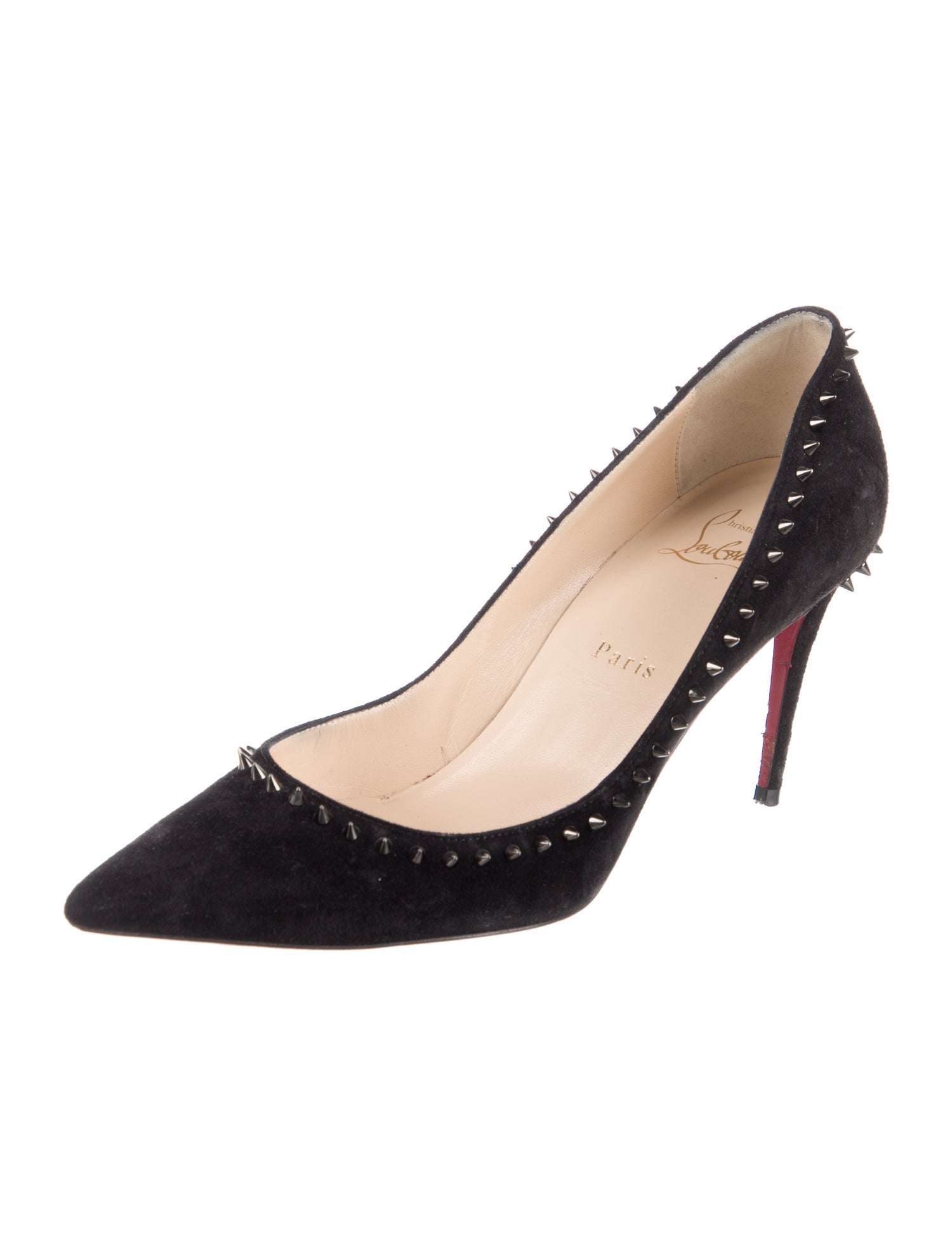 Christian Louboutin Spike Accents Suede Pumps