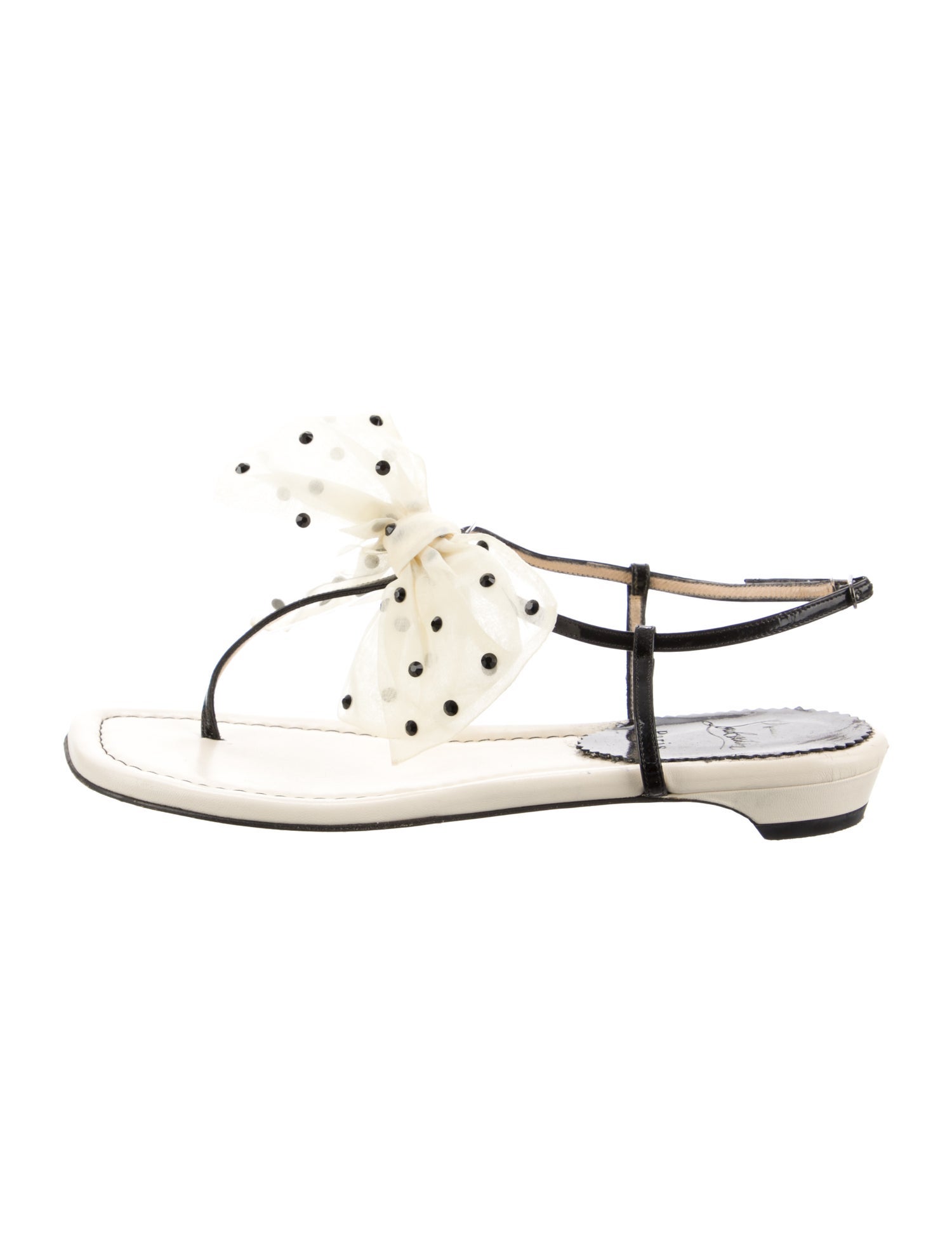 Christian Louboutin Patent Leather Polka Dot Print Sandals