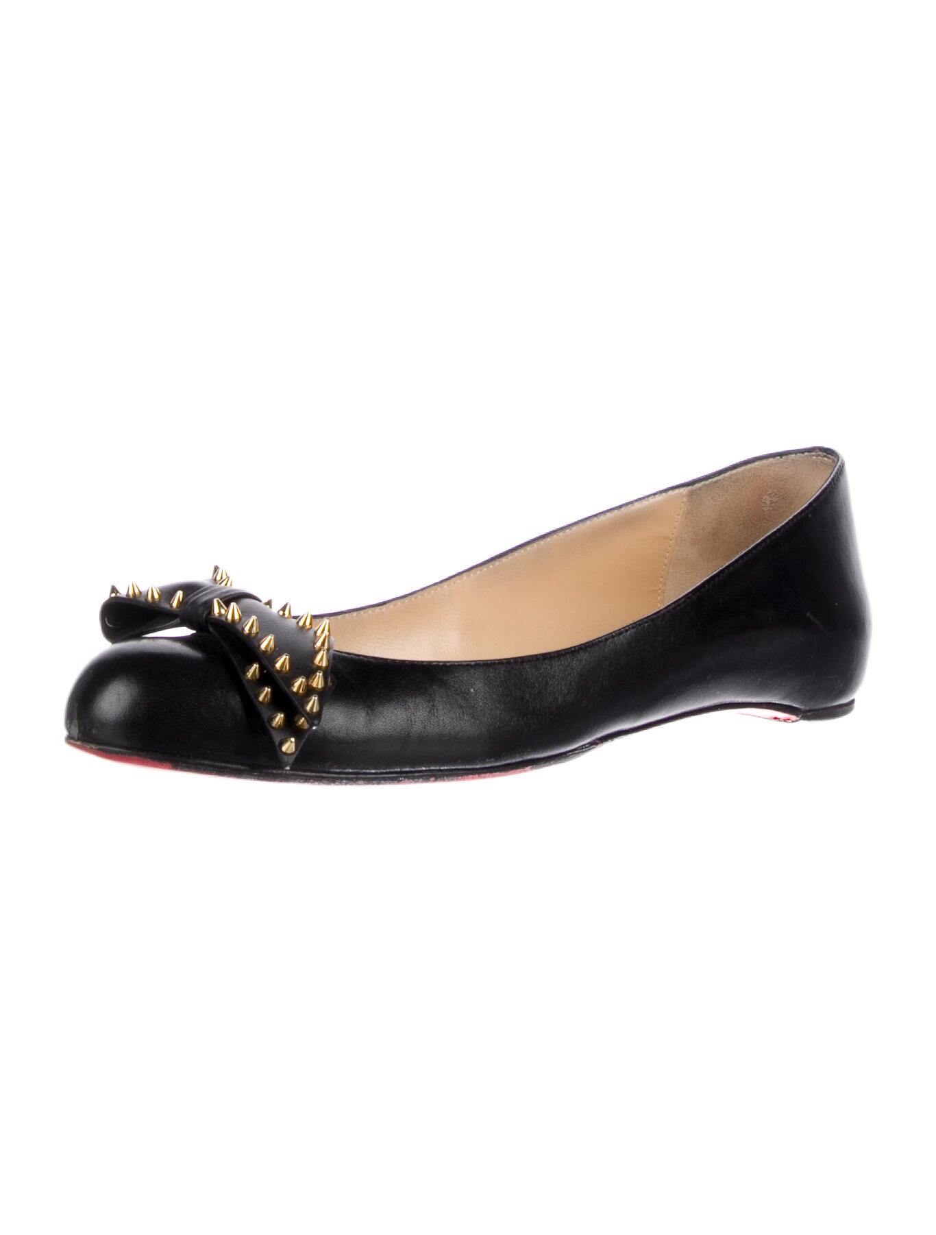 Christian Louboutin Spike Accents Leather Ballet Flats