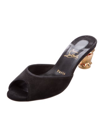 Christian Louboutin Suede Bow Accents Slides