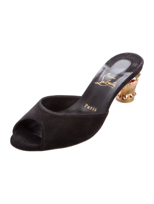 Christian Louboutin Suede Bow Accents Slides