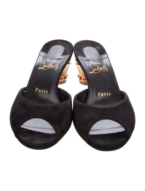 Christian Louboutin Suede Bow Accents Slides