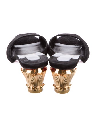 Christian Louboutin Suede Bow Accents Slides