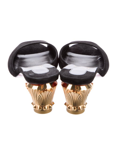 Christian Louboutin Suede Bow Accents Slides