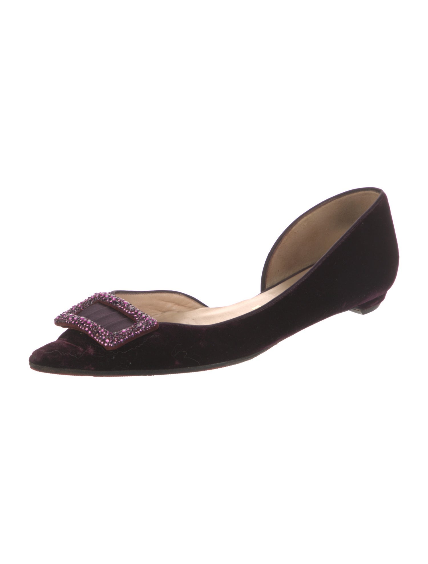 Christian Louboutin Velvet Crystal Embellishments D'Orsay Flats