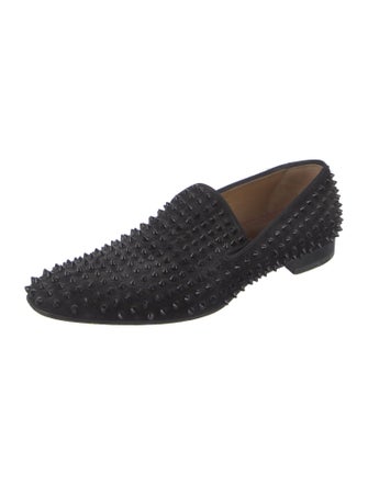Christian Louboutin Spike Accents Suede Loafers