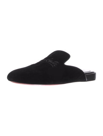 Christian Louboutin Velvet Embroidered Accent Slippers