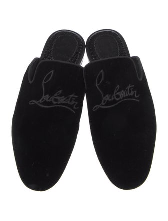 Christian Louboutin Velvet Embroidered Accent Slippers
