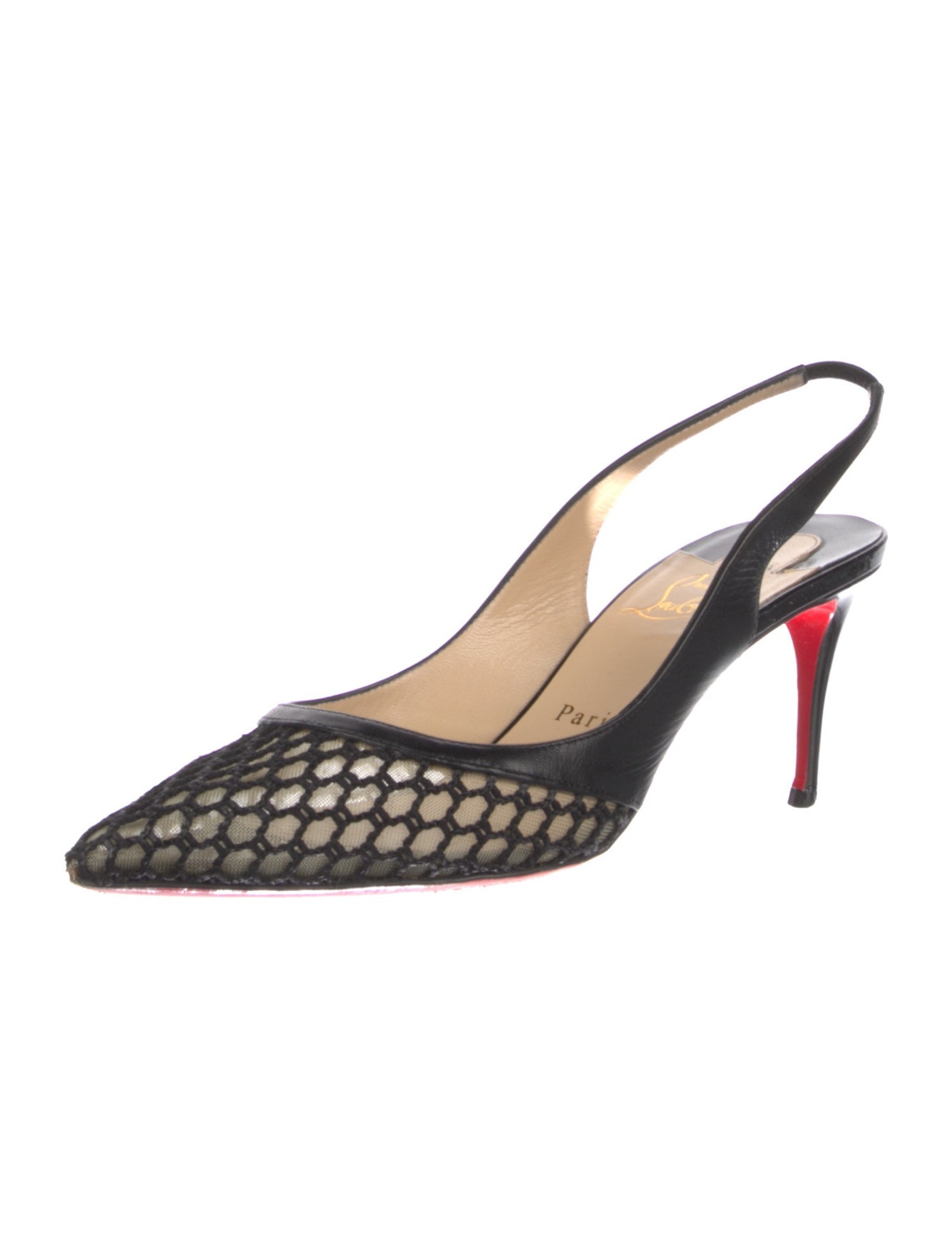 Christian Louboutin Mesh Colorblock Pattern Slingback Pumps