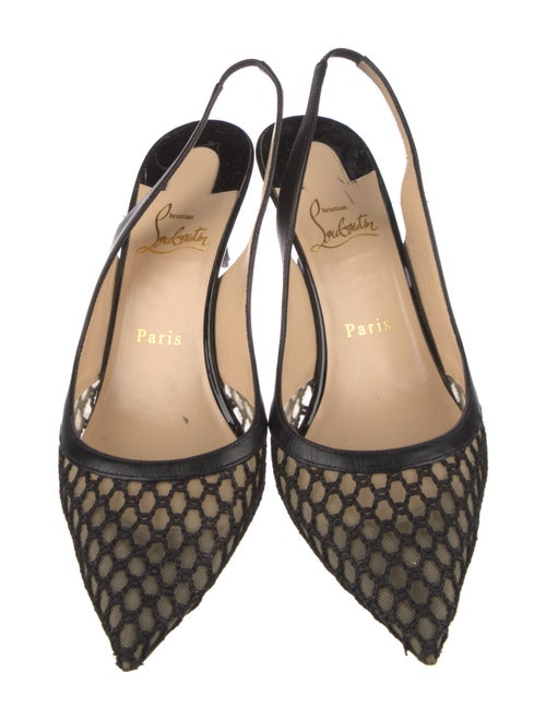 Christian Louboutin Mesh Colorblock Pattern Slingback Pumps