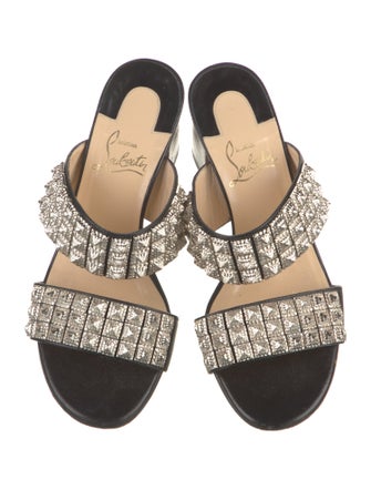 Christian Louboutin Leather Studded Accents Slides