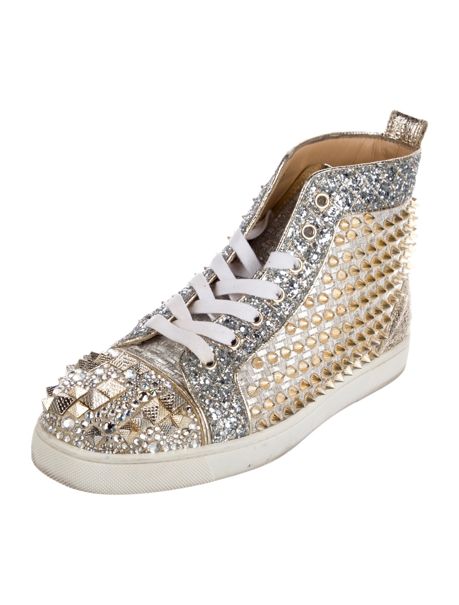 Christian Louboutin Glitter Colorblock Pattern Sneakers
