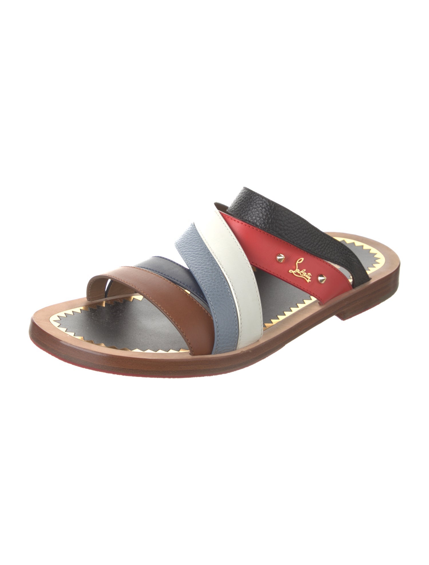 Christian Louboutin Spike Accents Leather Slides