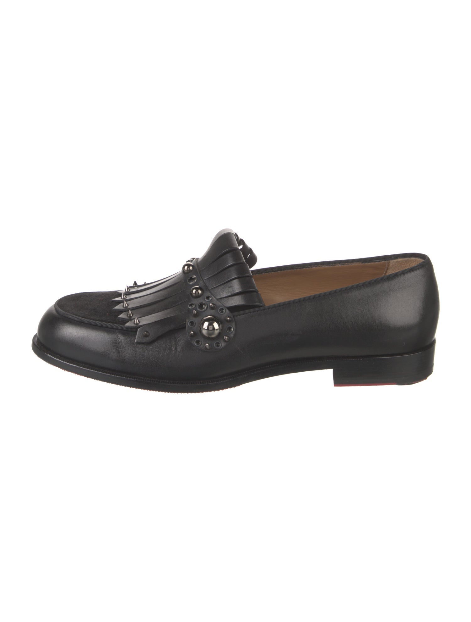 Christian Louboutin Leather Tassel Accents Dress Loafers