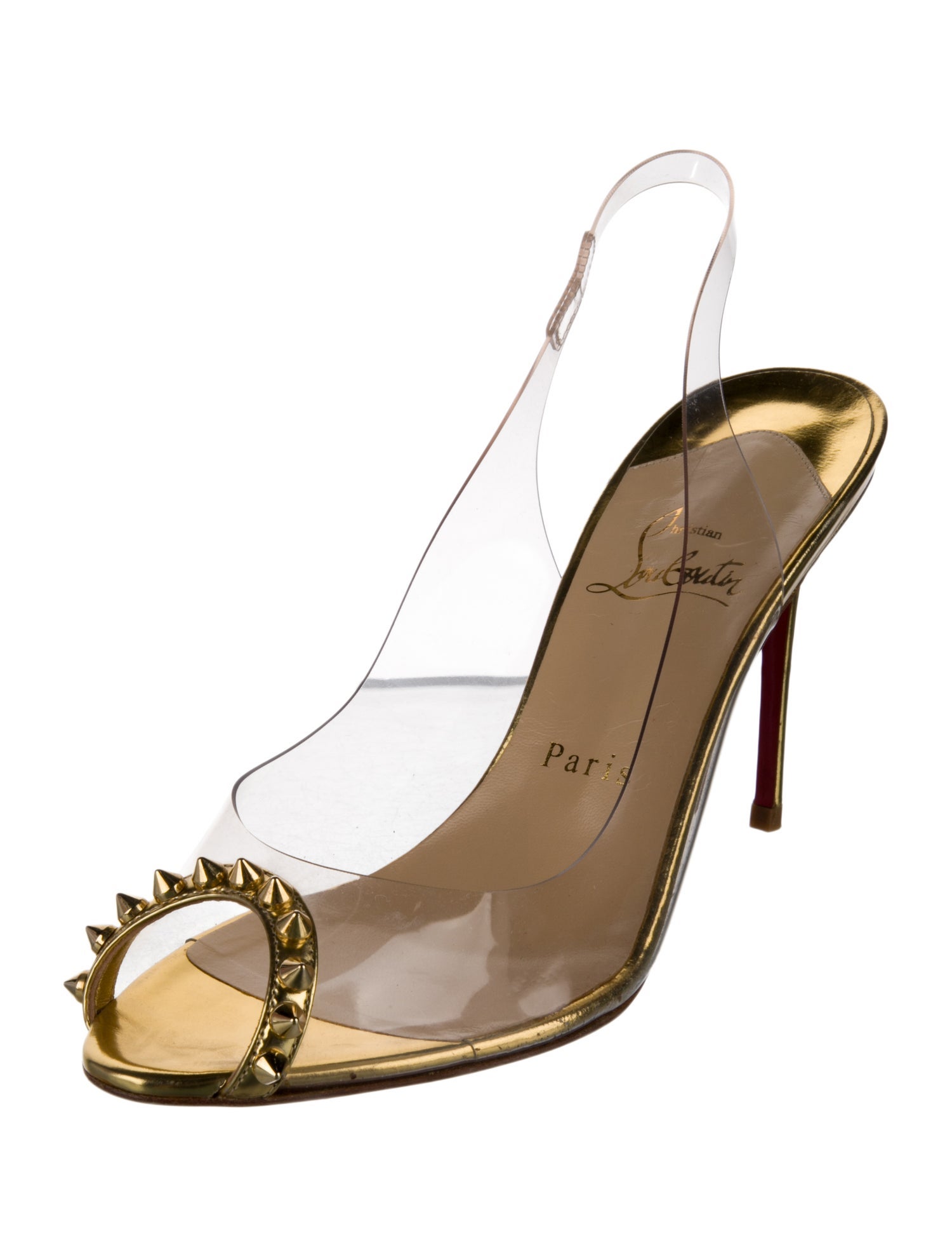 Christian Louboutin Spike Accents PVC Slingback Sandals