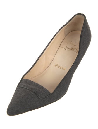 Christian Louboutin Wool Leather Trim Embellishment Pumps