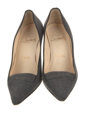 Christian Louboutin Wool Leather Trim Embellishment Pumps