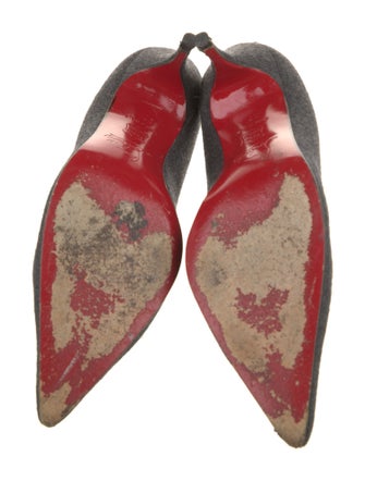 Christian Louboutin Wool Leather Trim Embellishment Pumps