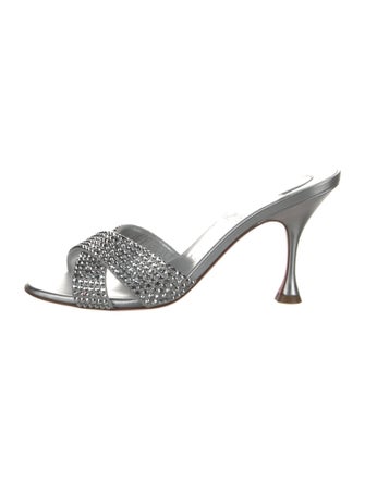 Christian Louboutin Leather Crystal Embellishments Slides
