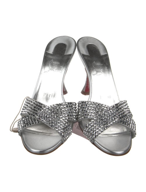 Christian Louboutin Leather Crystal Embellishments Slides