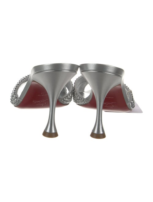 Christian Louboutin Leather Crystal Embellishments Slides