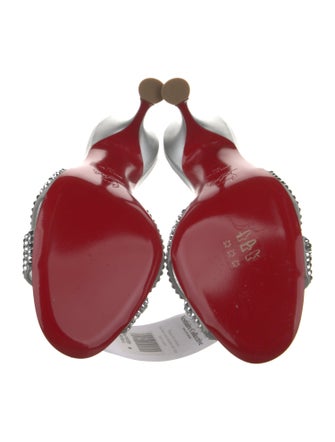 Christian Louboutin Leather Crystal Embellishments Slides