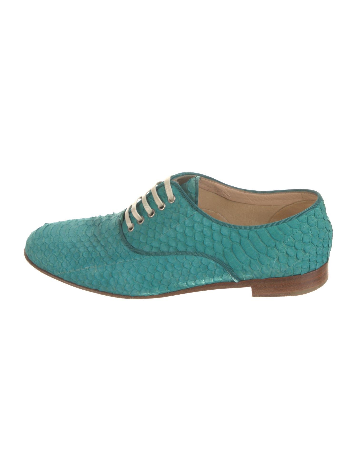Christian Louboutin Snakeskin Grosgrain Trim Oxfords