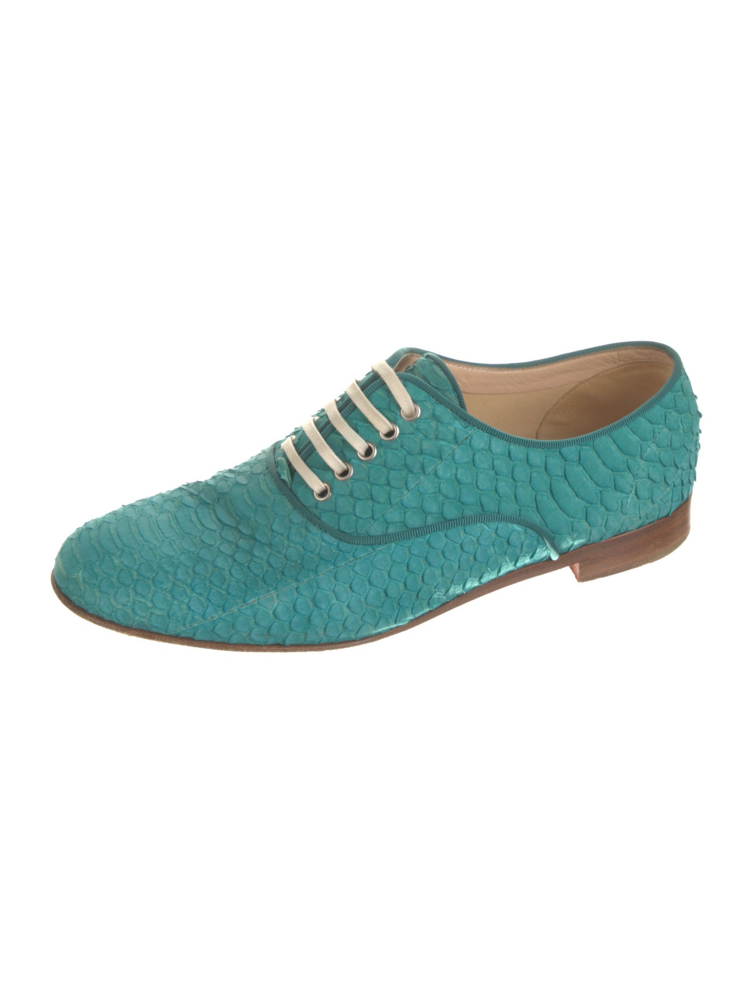 Christian Louboutin Snakeskin Grosgrain Trim Oxfords