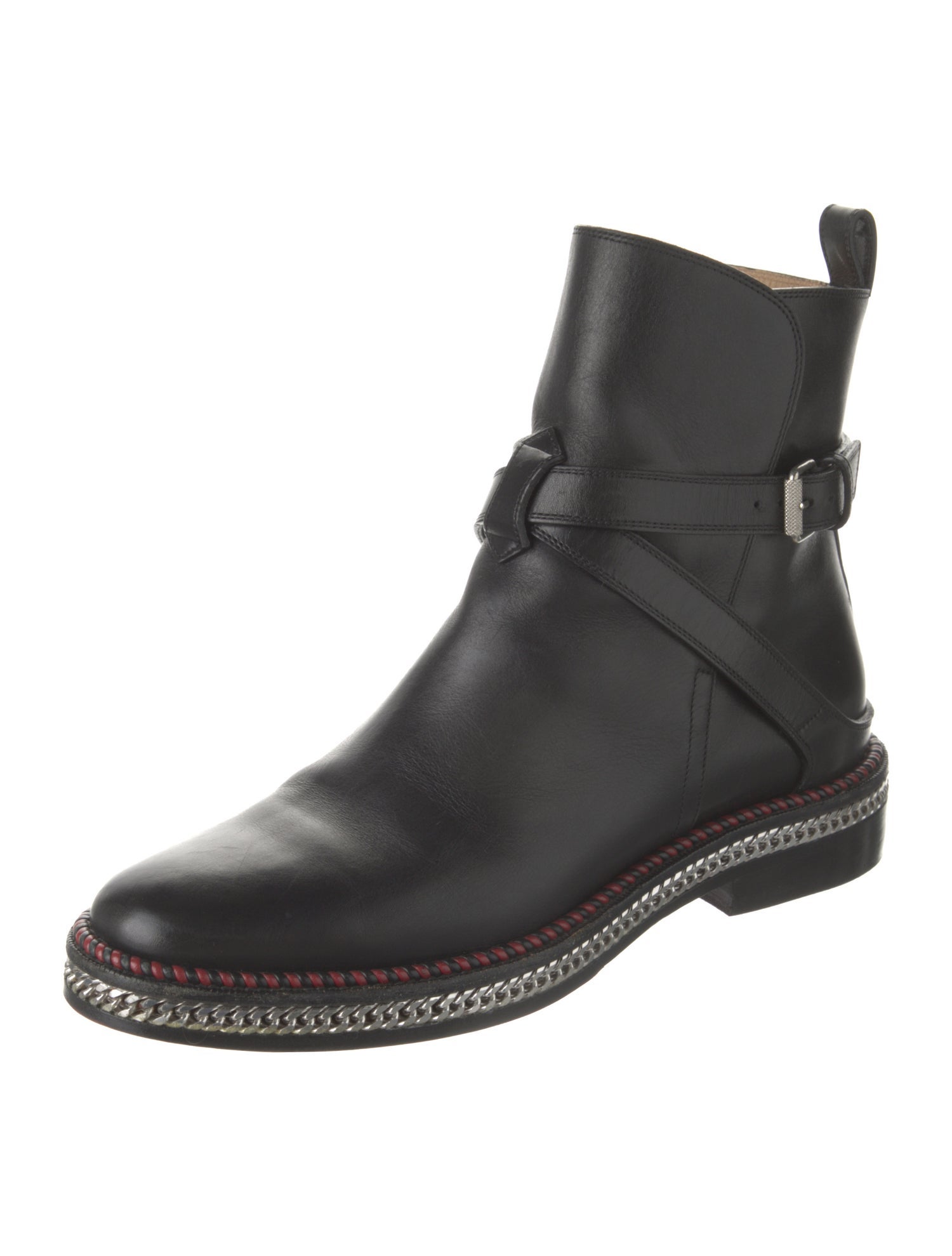 Christian Louboutin Leather Chain-Link Accents Chelsea Boots