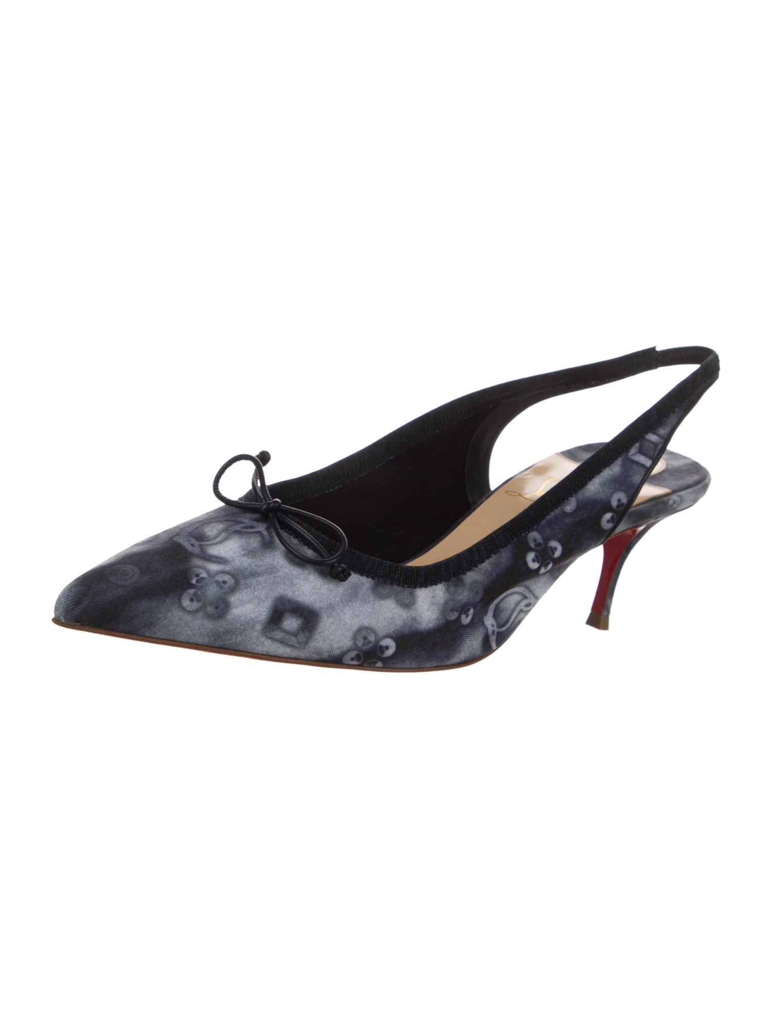 Christian Louboutin Tie-Dye Print Bow Accents Slingback Pumps