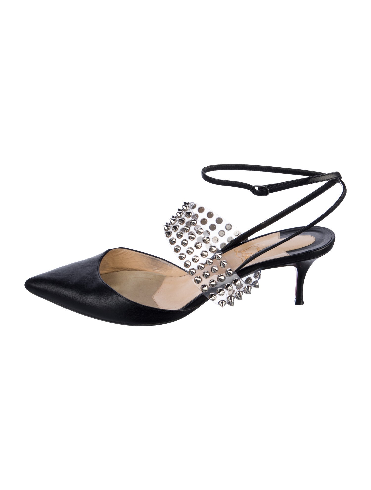 Christian Louboutin Spike Accents Leather Slingback Pumps