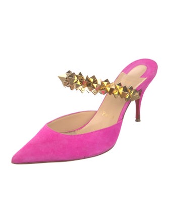 Christian Louboutin Spike Accents Suede Mules