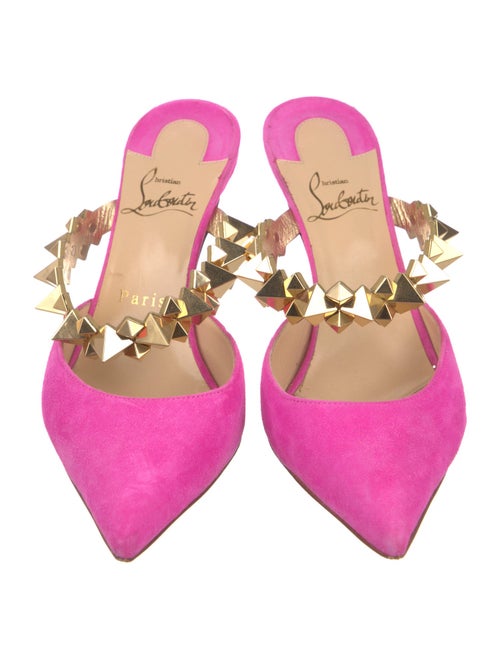 Christian Louboutin Spike Accents Suede Mules
