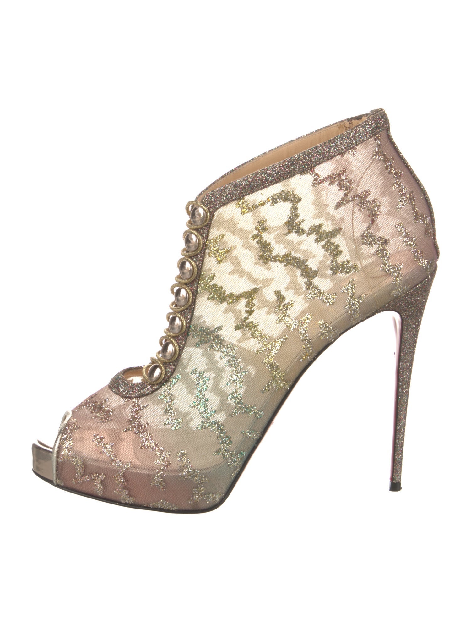 Christian Louboutin Mesh Glitter Accents Pumps