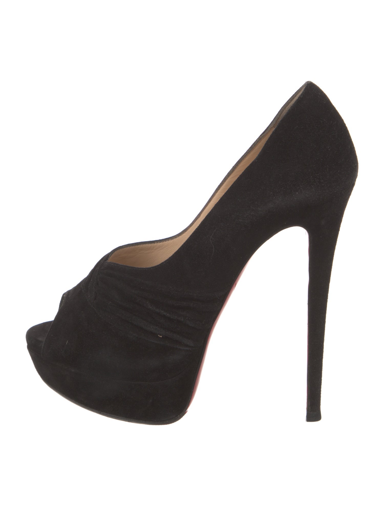 Christian Louboutin Suede Ruffle Embellishment Pumps