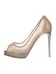 Christian Louboutin Mesh Leather Trim Embellishment Pumps