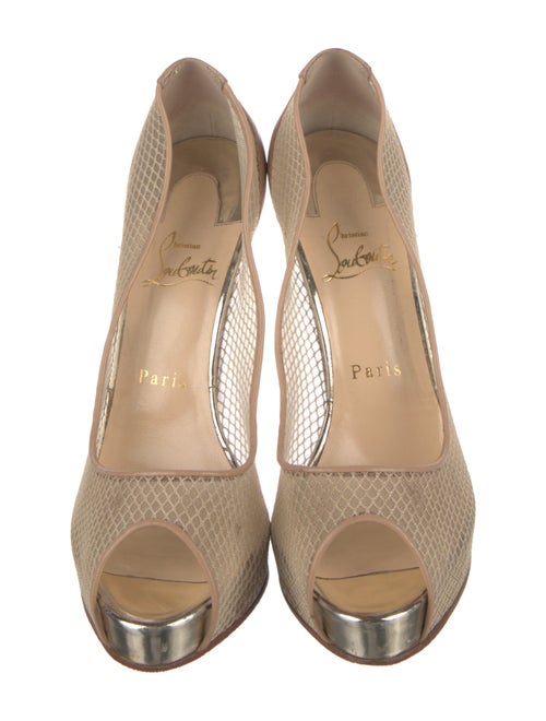 Christian Louboutin Mesh Leather Trim Embellishment Pumps