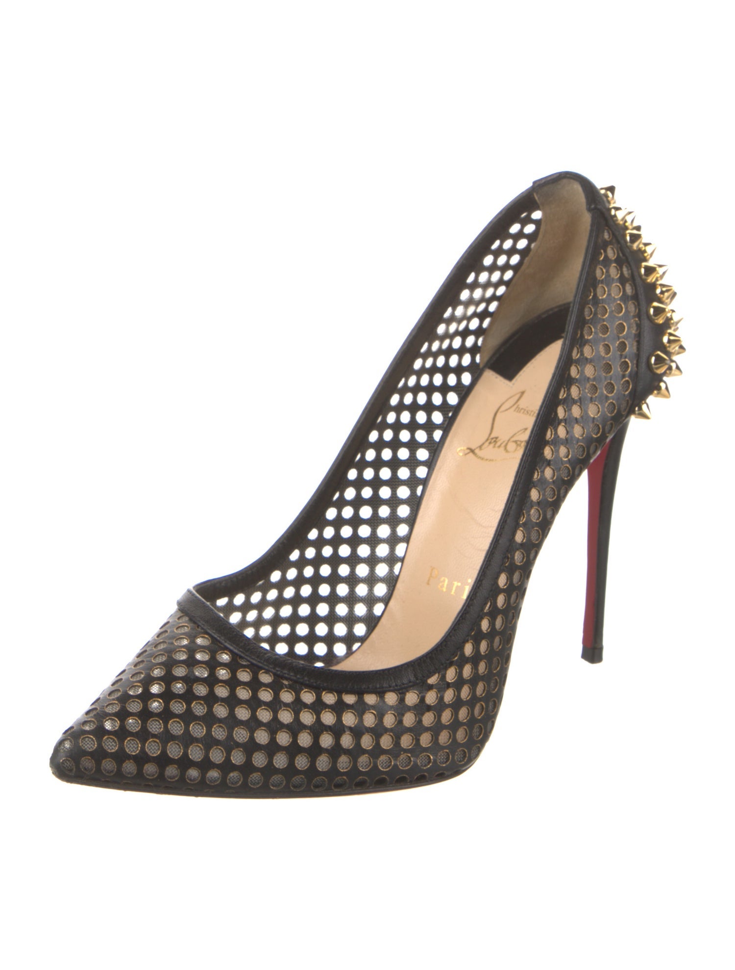 Christian Louboutin Spike Accents Leather Pumps
