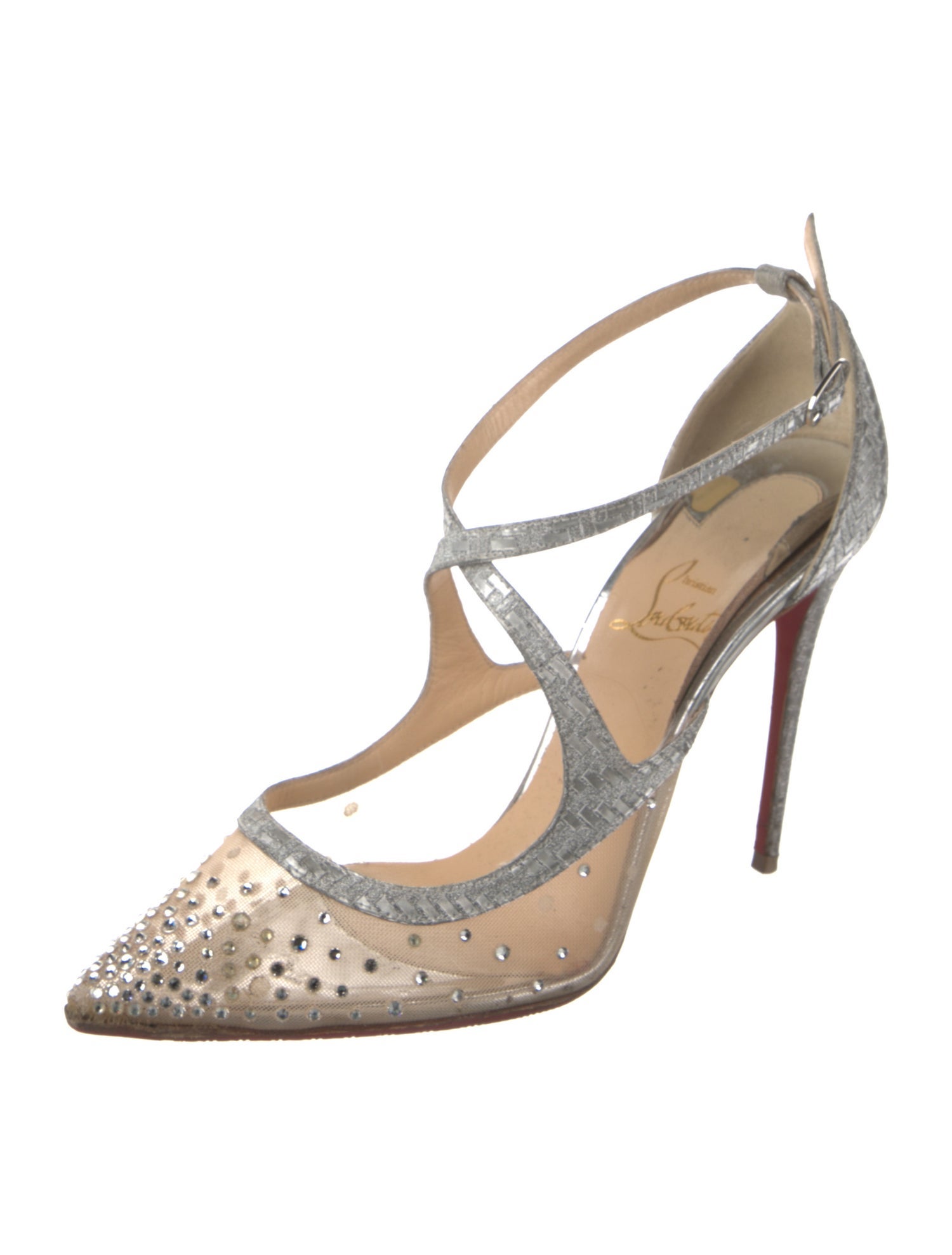 Christian Louboutin Mesh Mesh Accents T-Strap Pumps