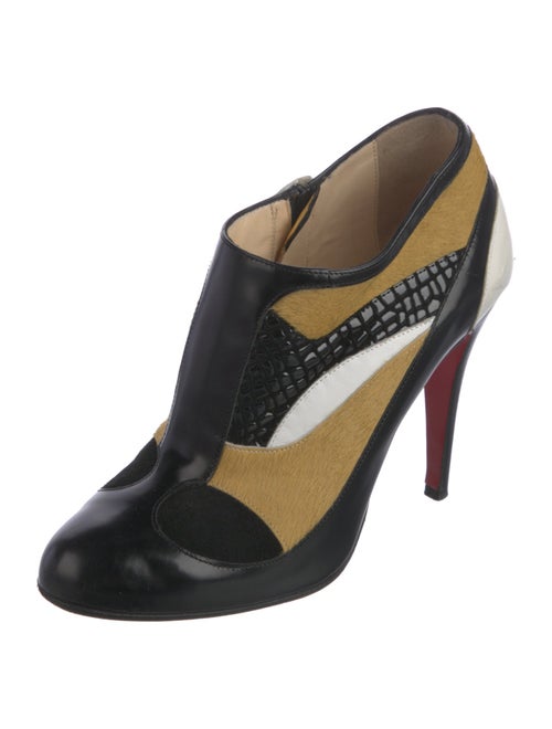 Christian Louboutin Ponyhair Colorblock Pattern T-Strap Pumps